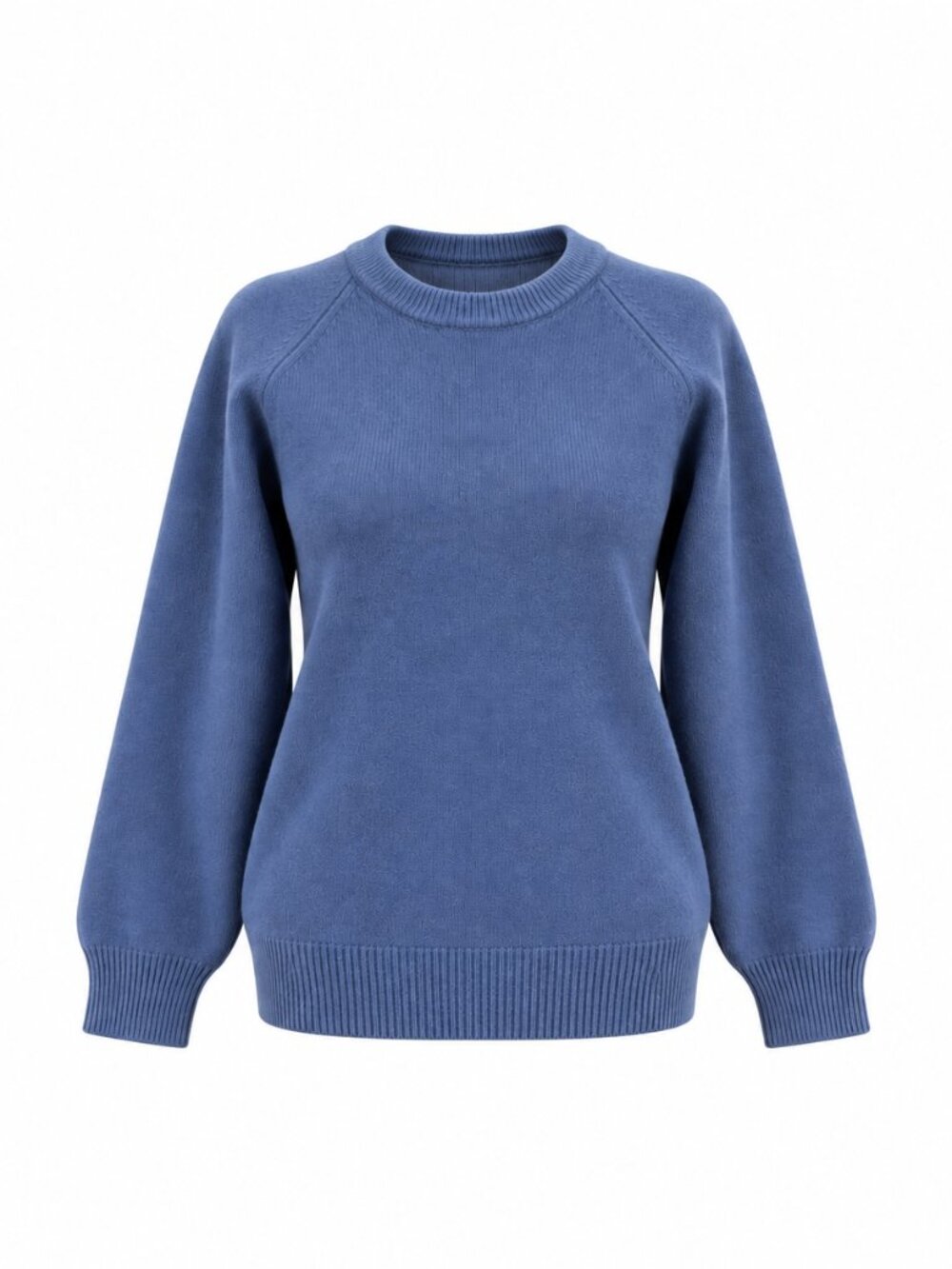 Dusty Blue Crewneck Knit Sweater Raglan Sleeve New